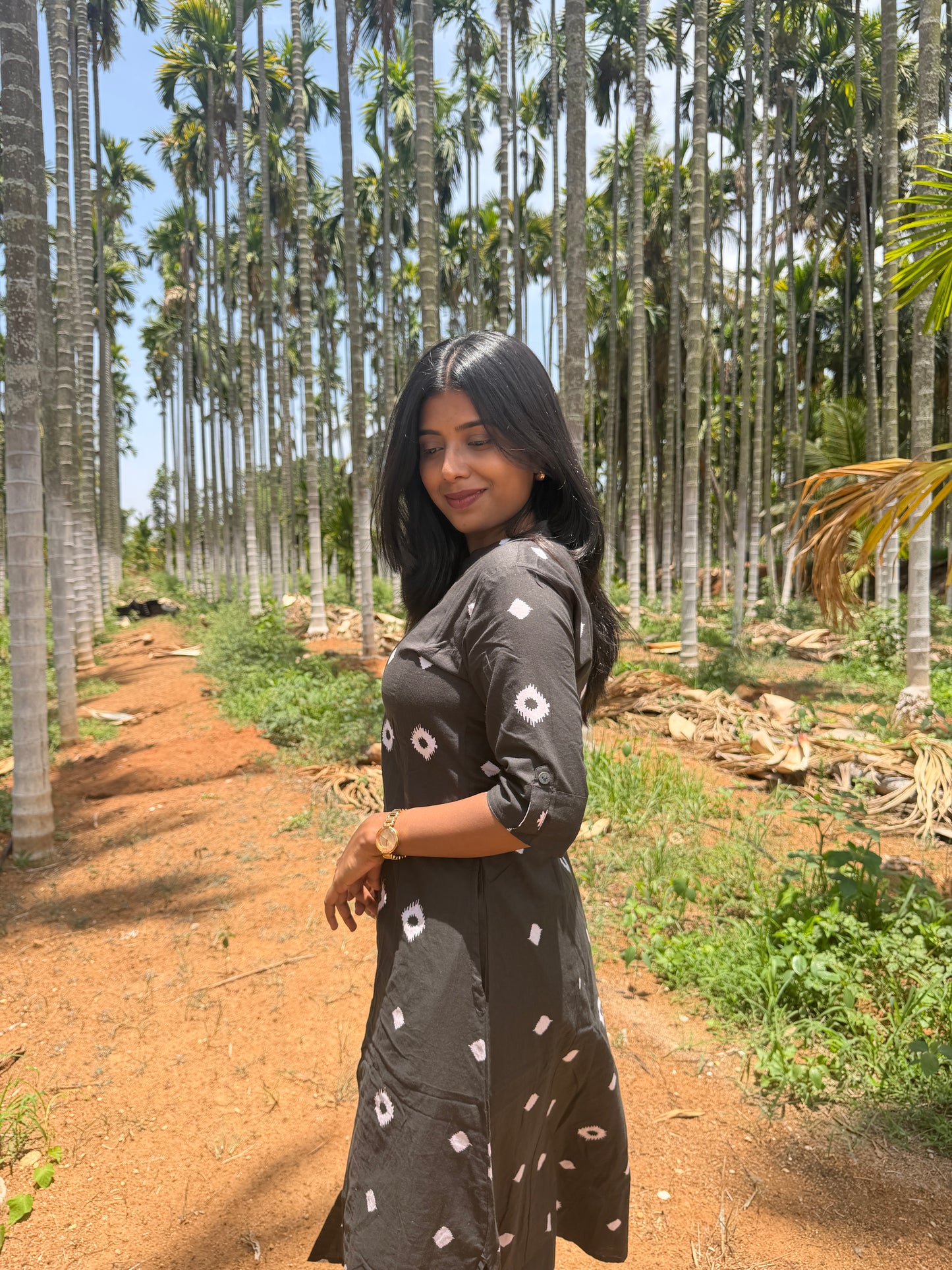 Midnight Black Ikat Cotton Kurta Pant Set