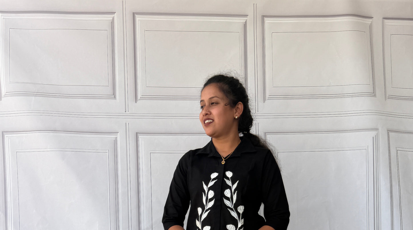Black Noir Bloom Khadi Cotton Co-ord Set