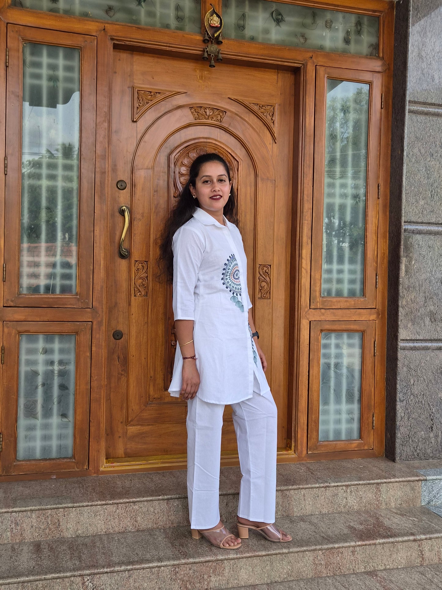White Charm ebroidery Cotton Co-ord Set
