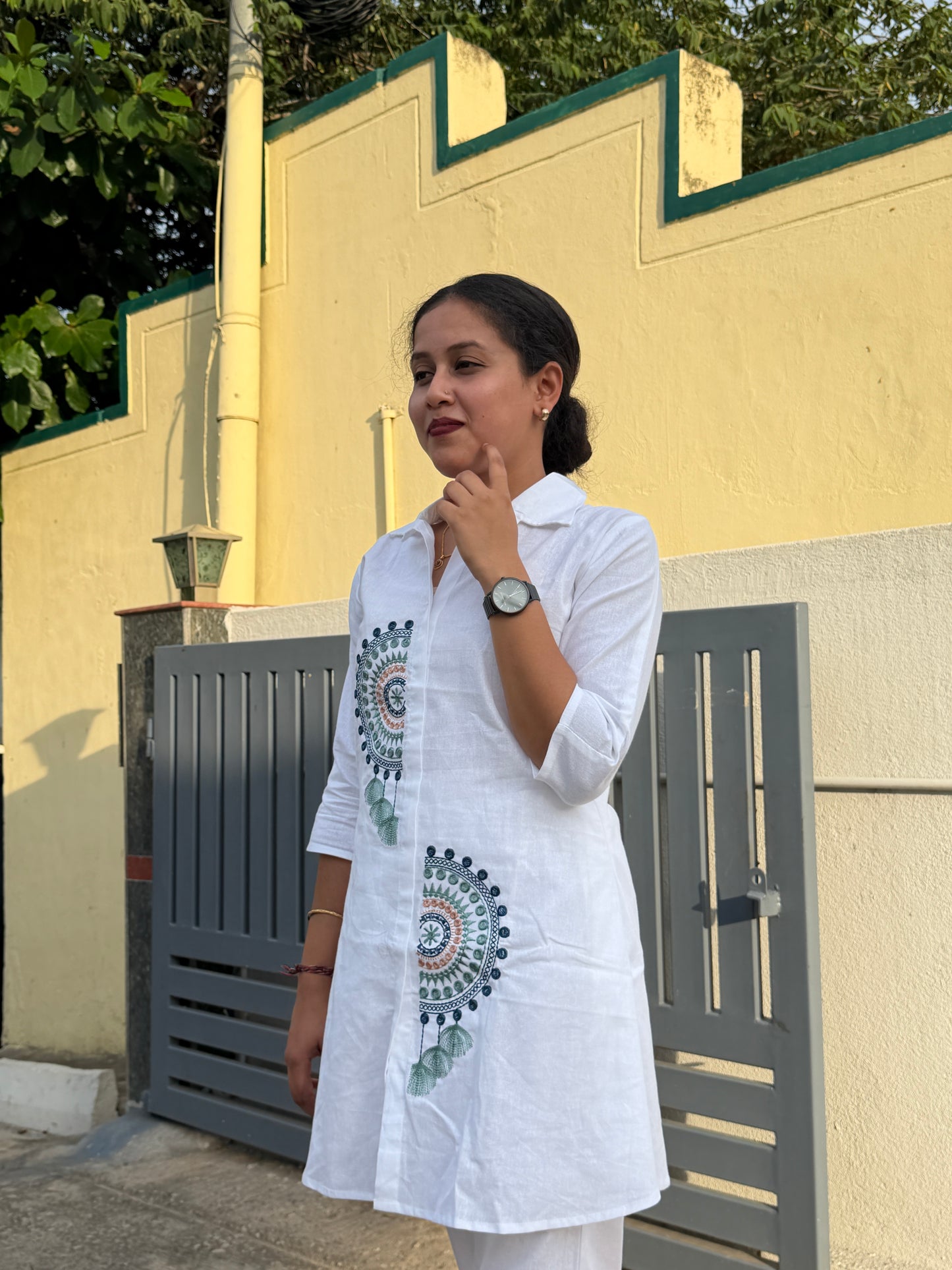 White Charm ebroidery Cotton Co-ord Set