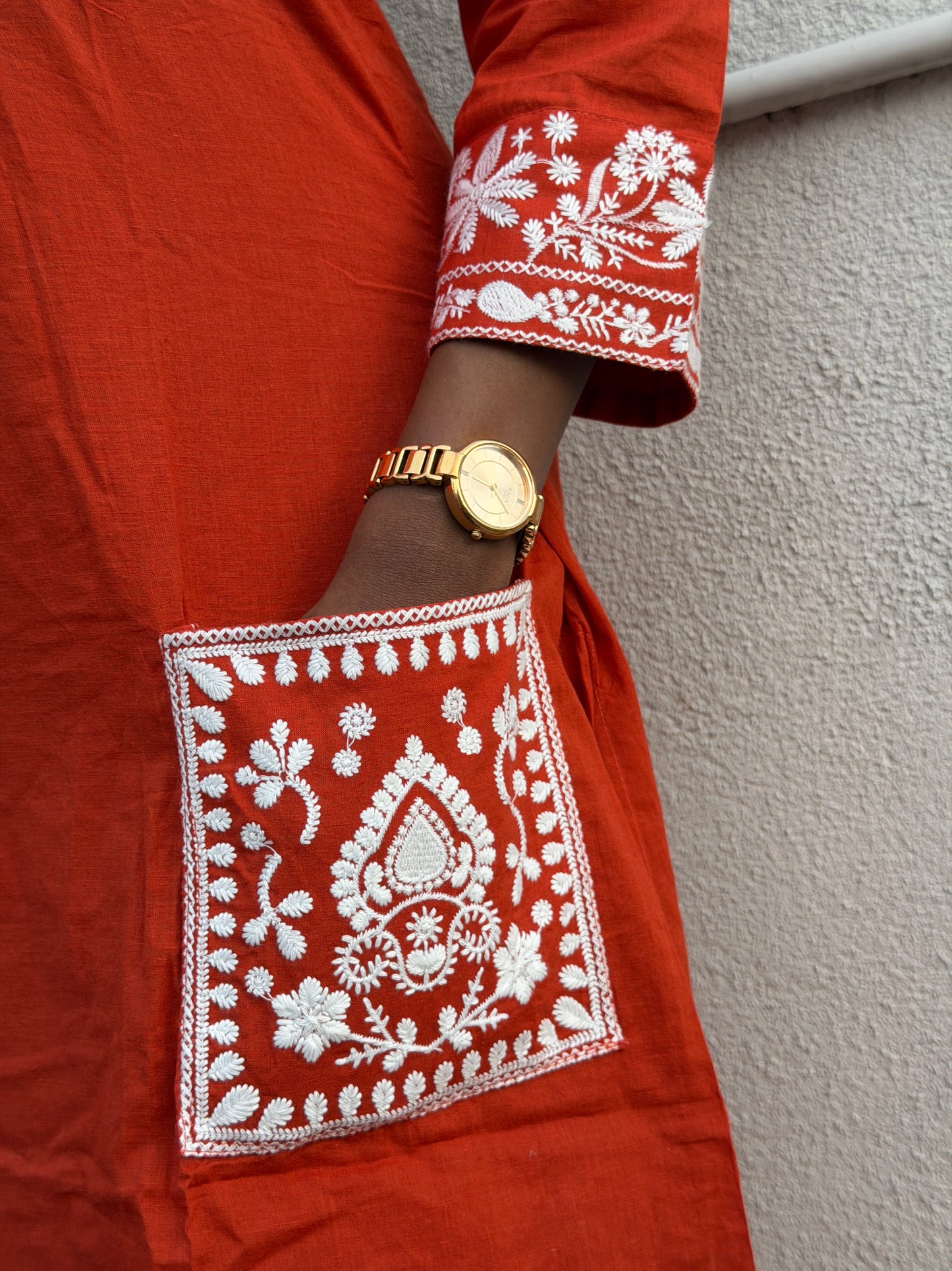 Scarlet Bloom Cotton Kurta Pant Set