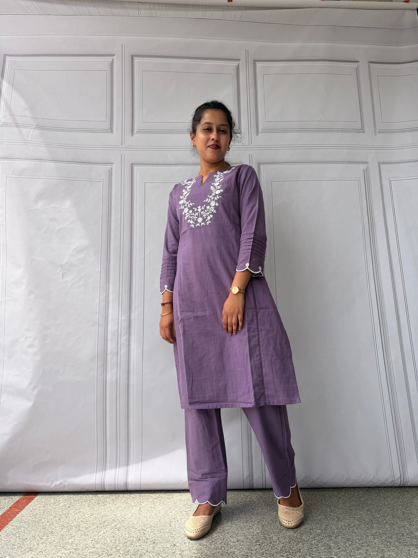 Lavender Bloom Cotton Kurta Pant Set