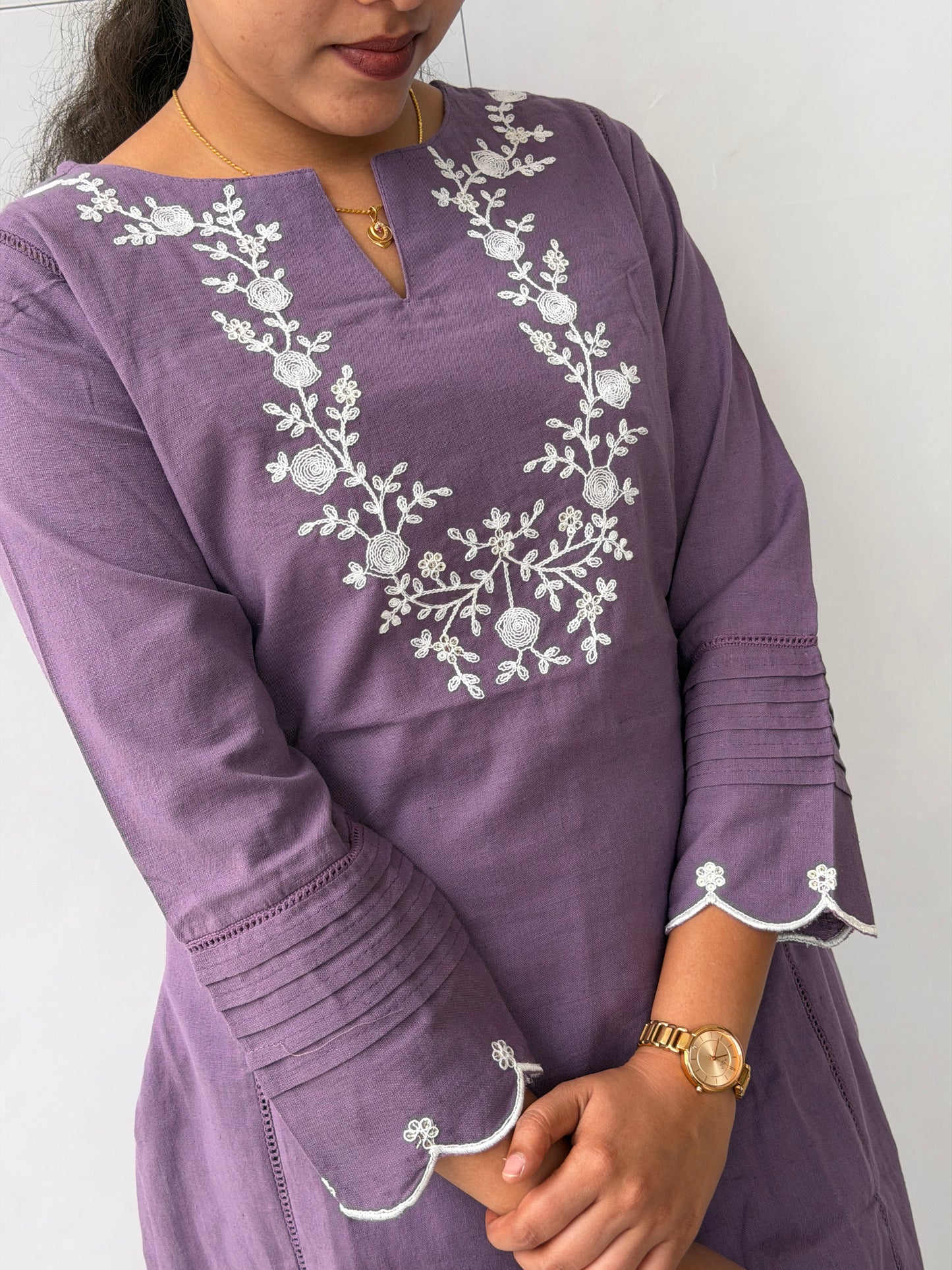 Lavender Bloom Cotton Kurta Pant Set