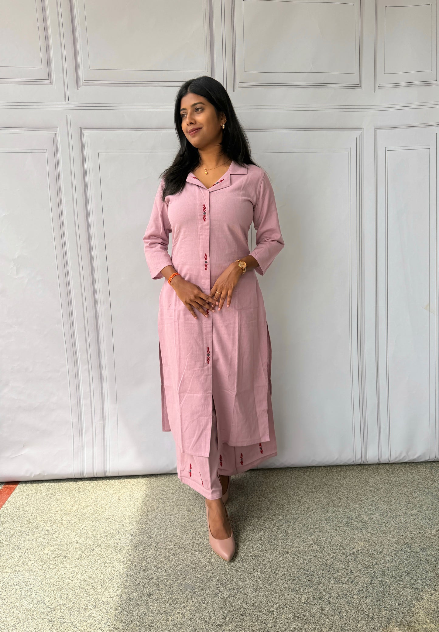 Blush Petal Cotton Kurta Pant Set