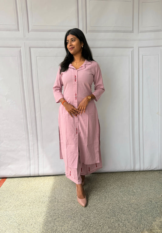 Blush Petal Cotton Kurta Pant Set