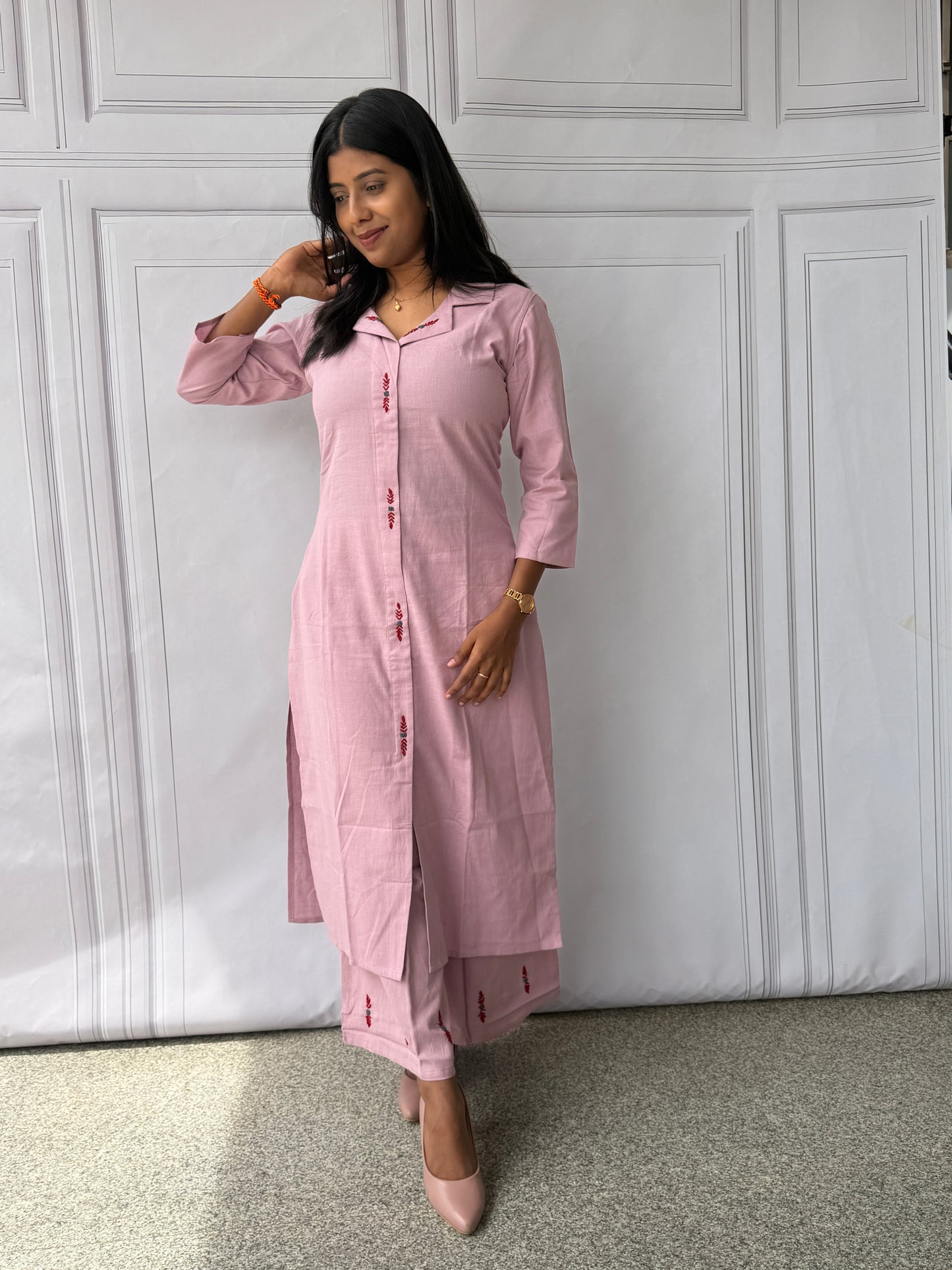 Blush Petal Cotton Kurta Pant Set