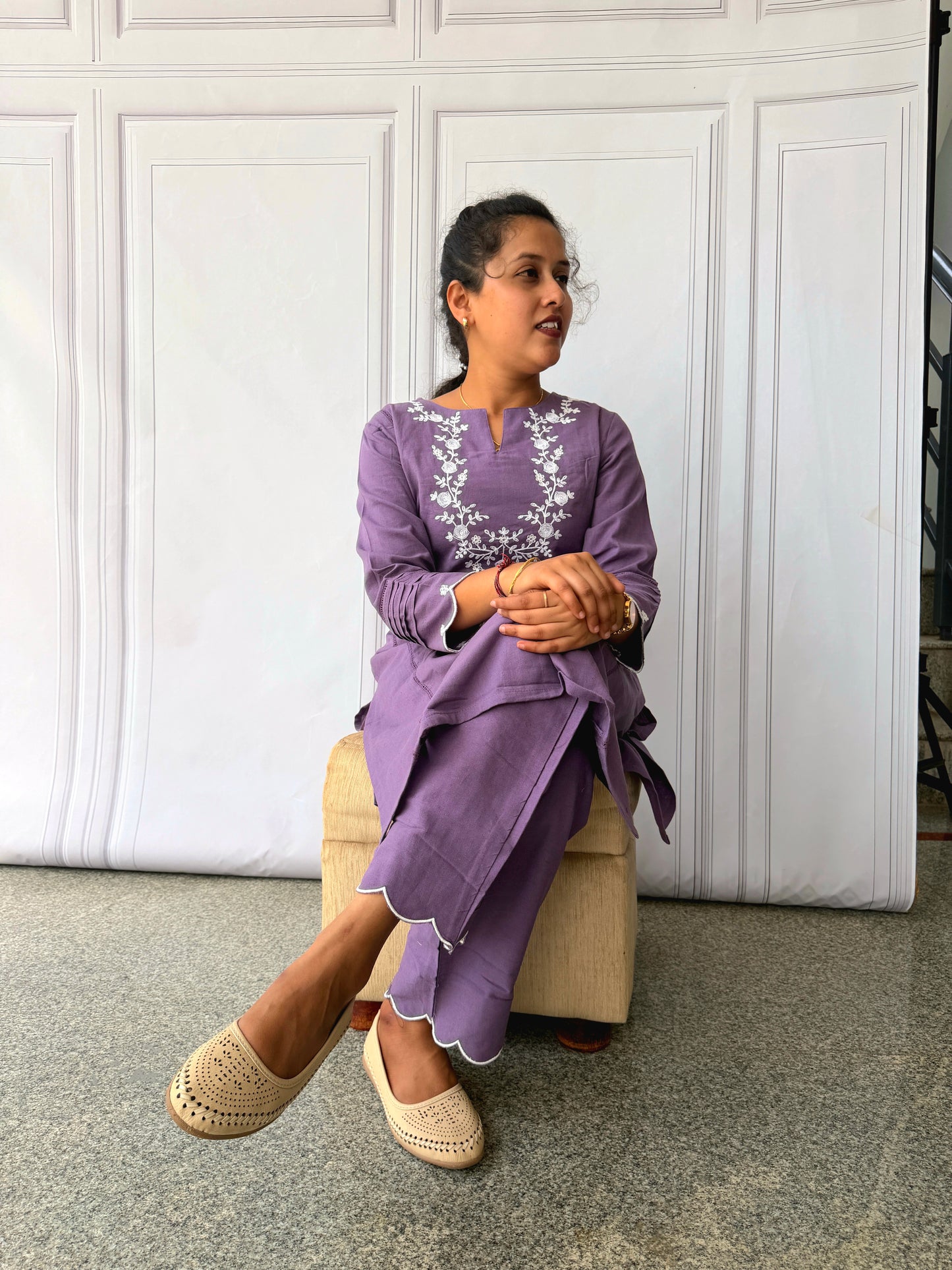 Lavender Bloom Cotton Kurta Pant Set
