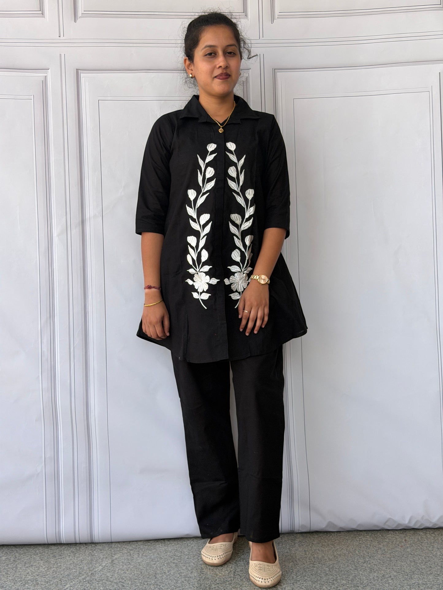 Black Noir Bloom Khadi Cotton Co-ord Set