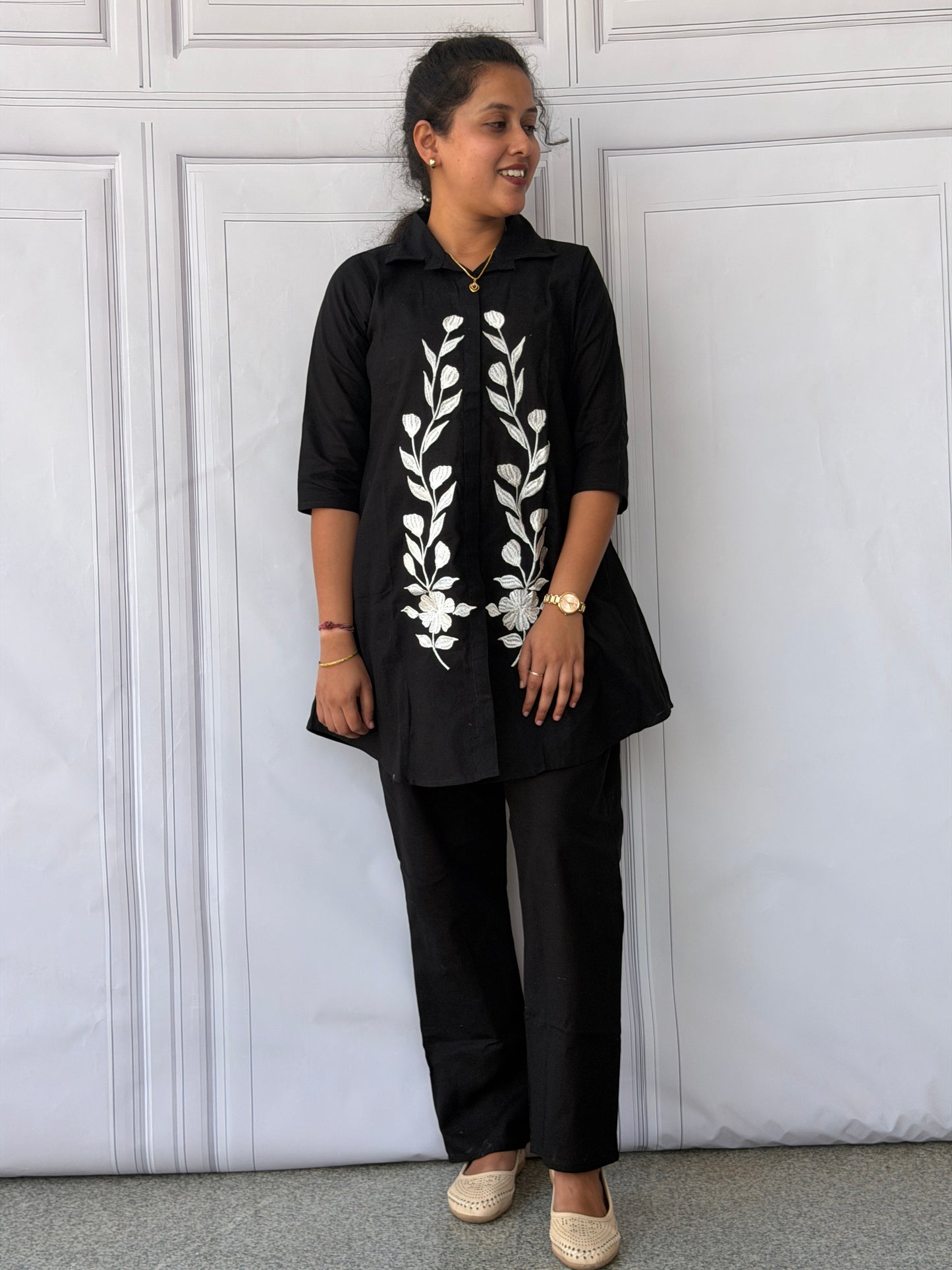 Black Noir Bloom Khadi Cotton Co-ord Set