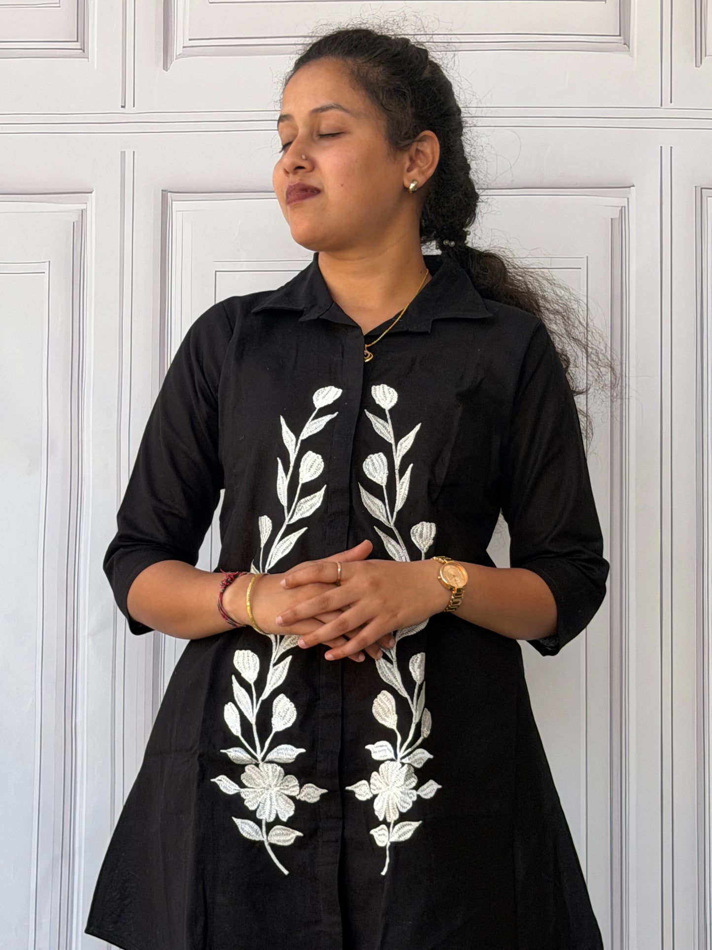 Black Noir Bloom Khadi Cotton Co-ord Set