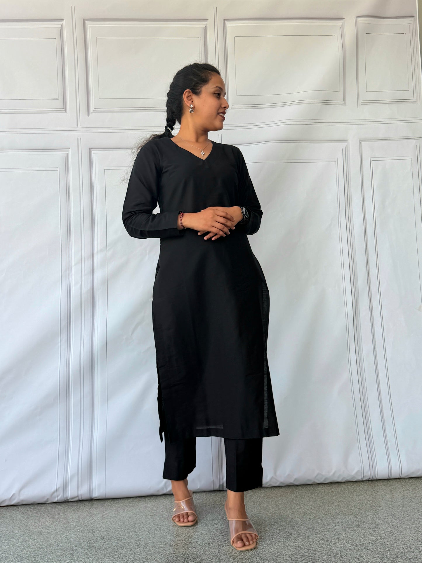 Black - Premium Silk Cotton Kurta and Pant Set